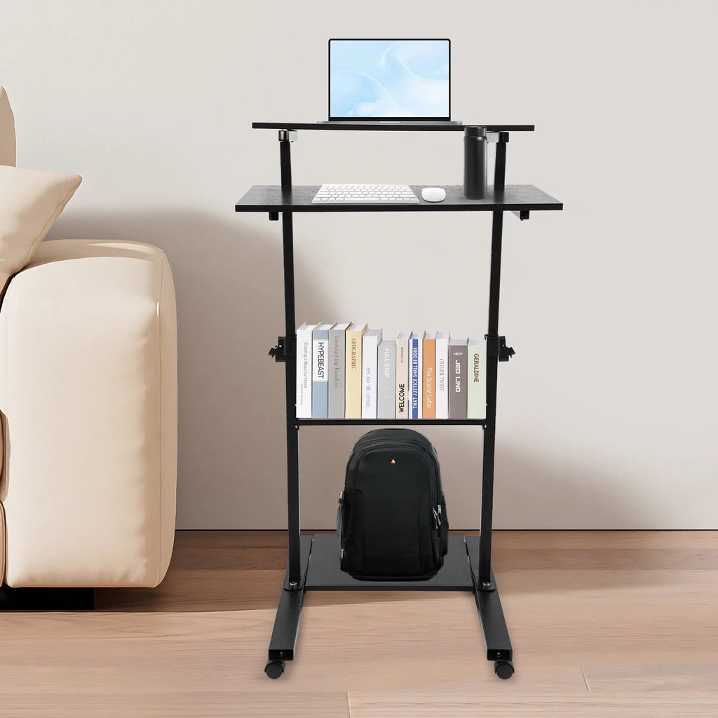 Black Adjustable Mobile Standing Desk L77390