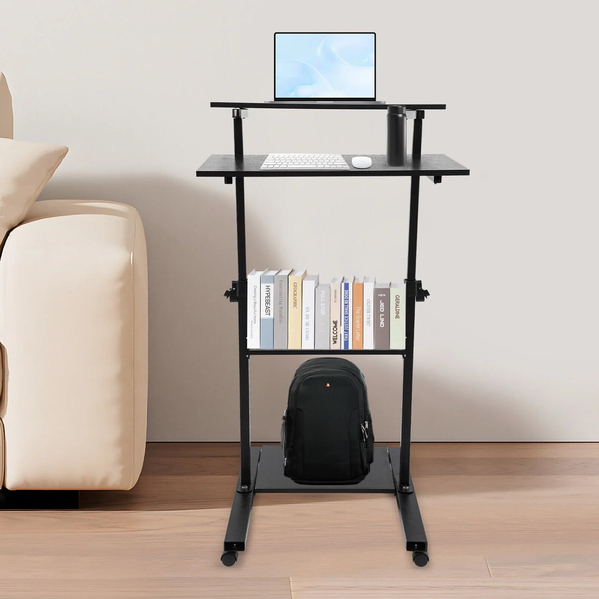 Black Adjustable Mobile Standing Desk L77390