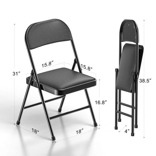 4 Pack Folding Chairs with Padded Cushion and Back K1616