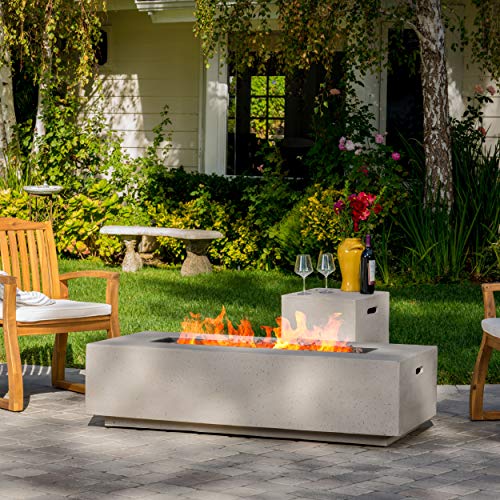 Light Gray Outdoor Rectangular Fire Table with Tank Holder A3242