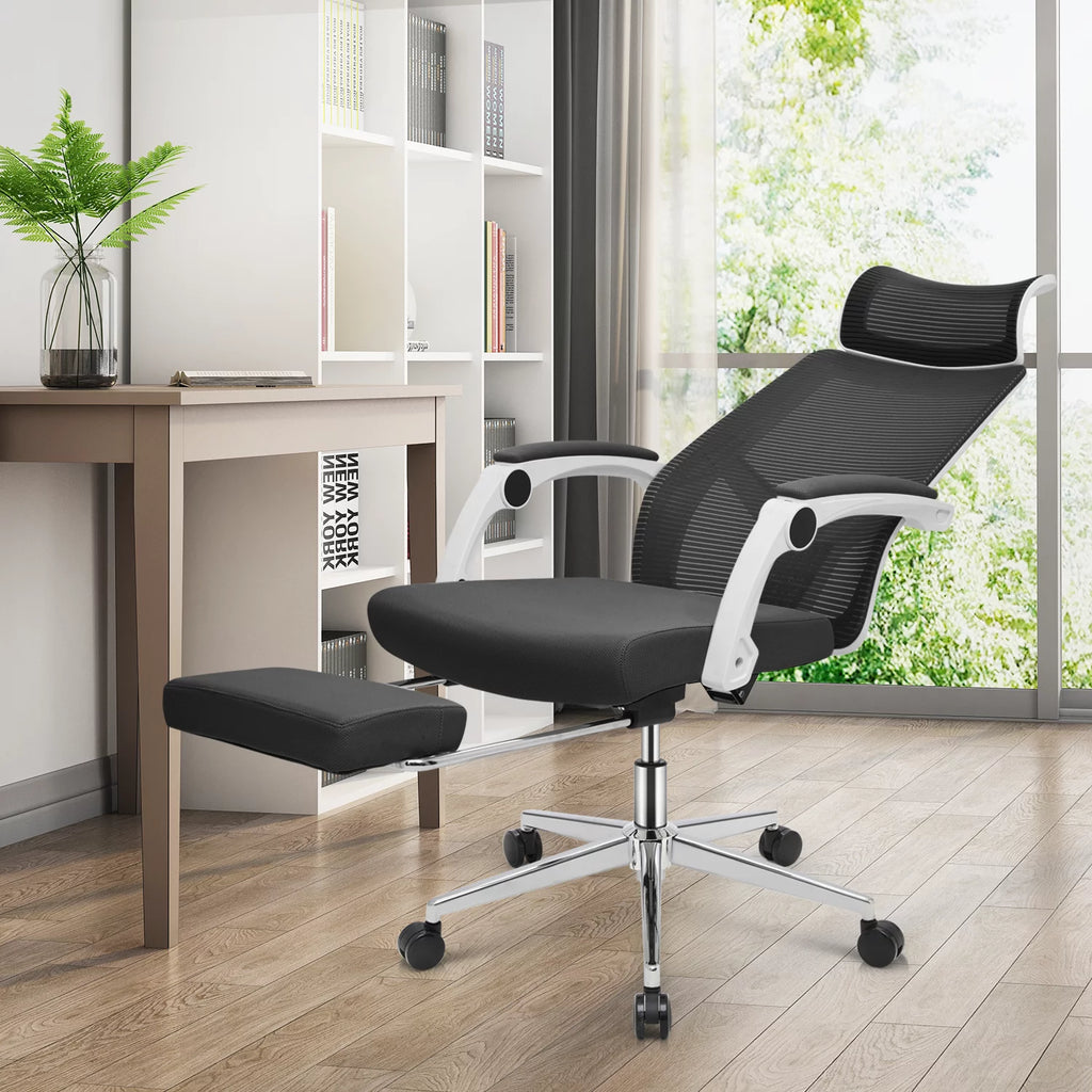 Black Ergonomic High Back Mesh Office Chair with Headrest & Footrest Y319
