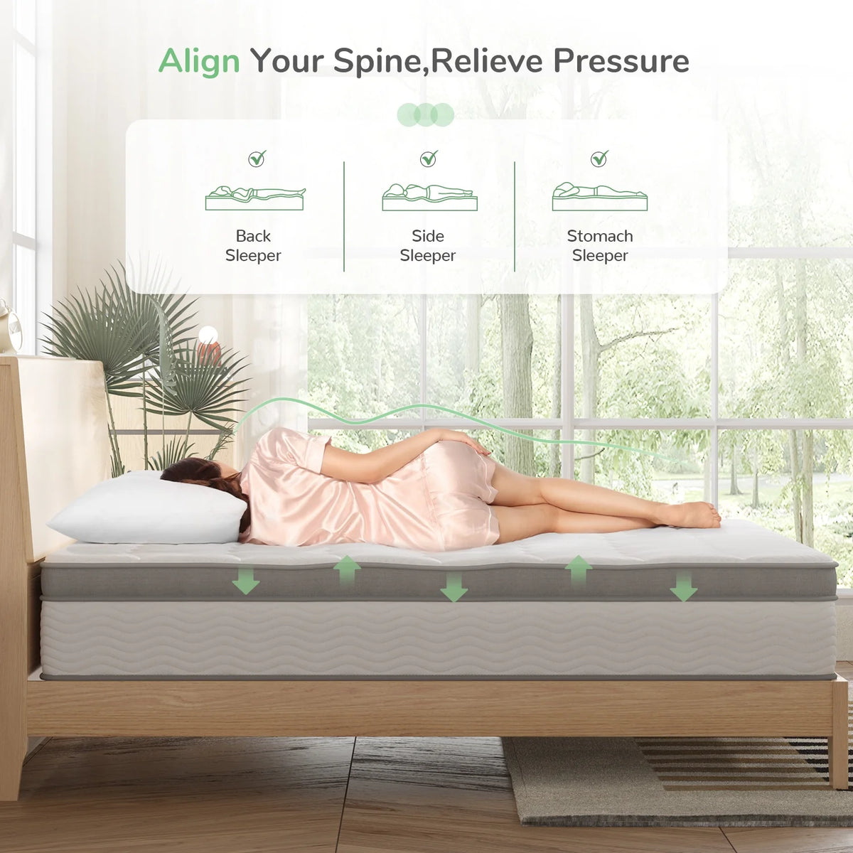 12" Gel Memory Foam Pocket Spring Hybrid Mattress, Queen Size O21109