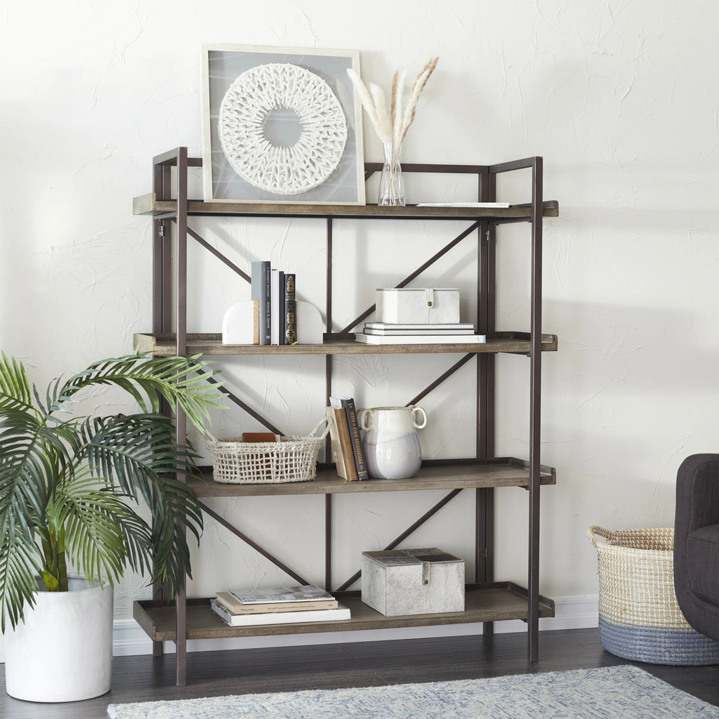 48" x 59" Brown Metal 4-Tier Shelving Unit I9193