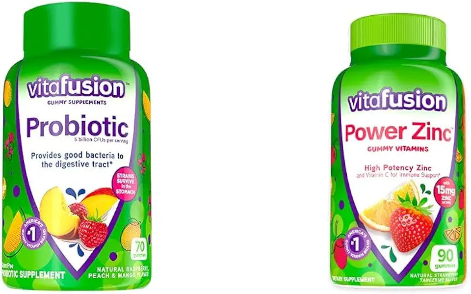 Probiotic Gummy Supplements, 70 Count Power Zinc Gummy Vitamins, 90 Count T703160