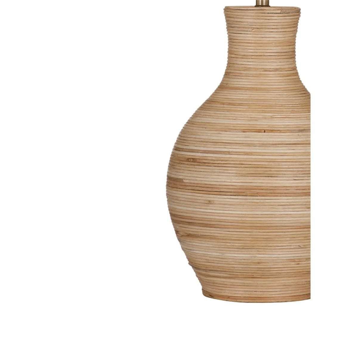 Natural Wood Table Lamp with White Drum Shade U501547