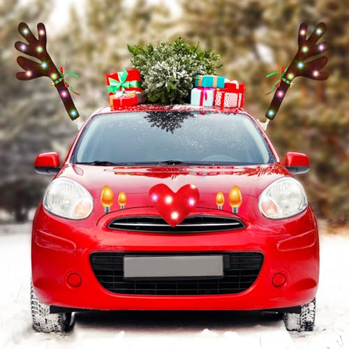 5 Pcs Car Reindeer Antlers & Nose Christmas Decor Kit Y698824