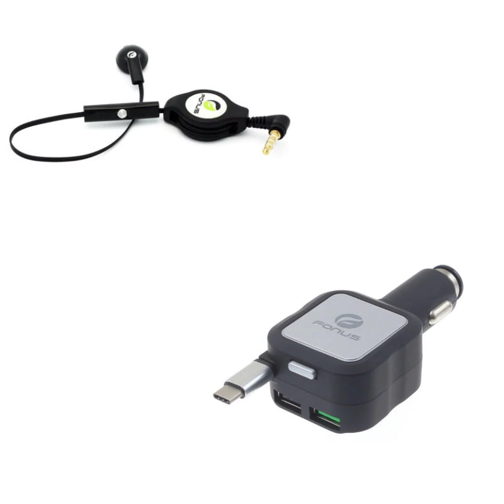 Retractable Mono Earphone with Car Charger Y619