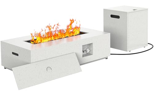 43 Inch 50000 BTU Propane Gas Fire Pit Table with Glass Rocks B895