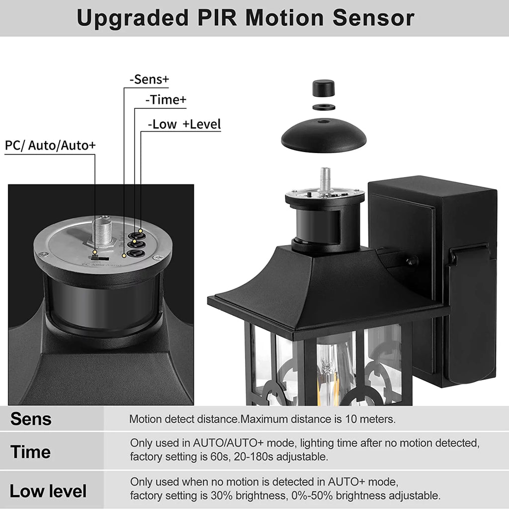 Motion Sensor Porch Light with 2 GFCI Outlets Waterproof Aluminum N53606