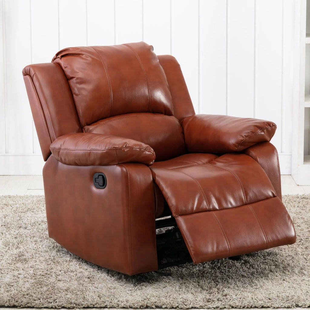Caramel Faux Leather Glider Recliner A8905