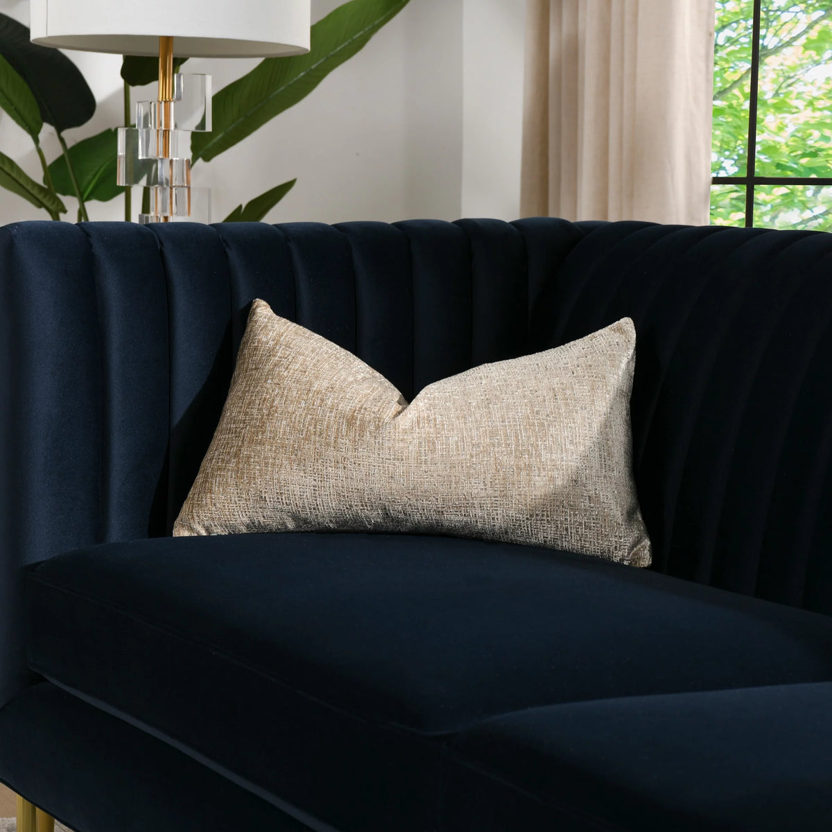 22" Feather Down Lumbar Throw Pillow Brilliant Cream N552535