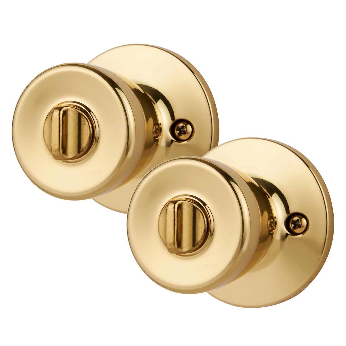 Keyed Entry Tulip Style Doorknob Polished Brass Twin Pack S118