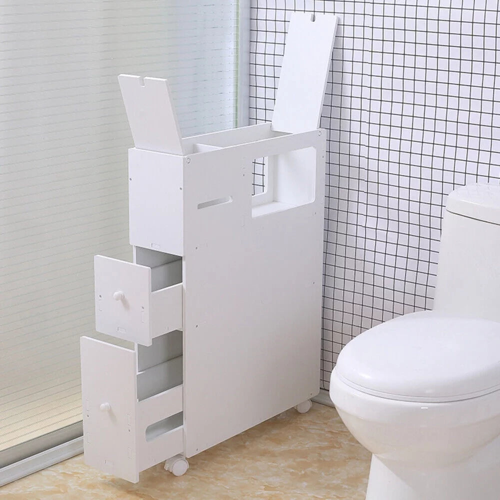 Slim Bathroom Storage Cabinet Floor Standing Organizer Shelves P397