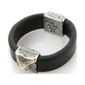 Pre-Owned Black Silver 925 Leather Ring Q379112