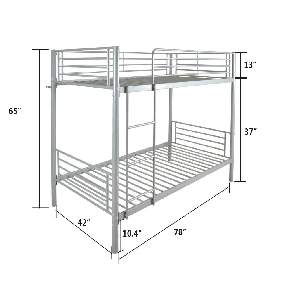 Twin-over-Twin Bunk Bed with Metal Frame and Ladder H3177