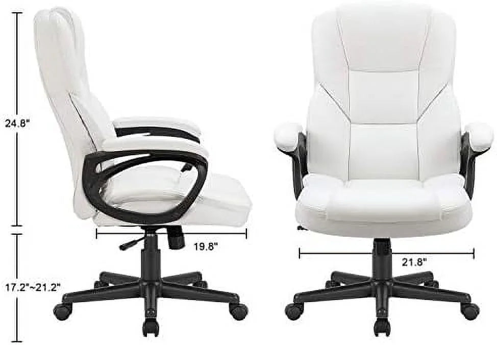 White High Back Adjustable PU Leather Office Chair with Lumbar Support N843