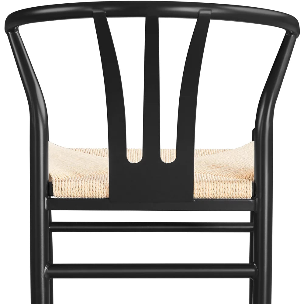 Set of 4 Black Weave Arm Chairs with Metal Frame P371