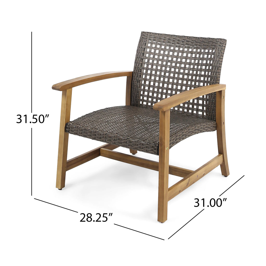Wood and Wicker Club Chairs, Set of 2 B998267