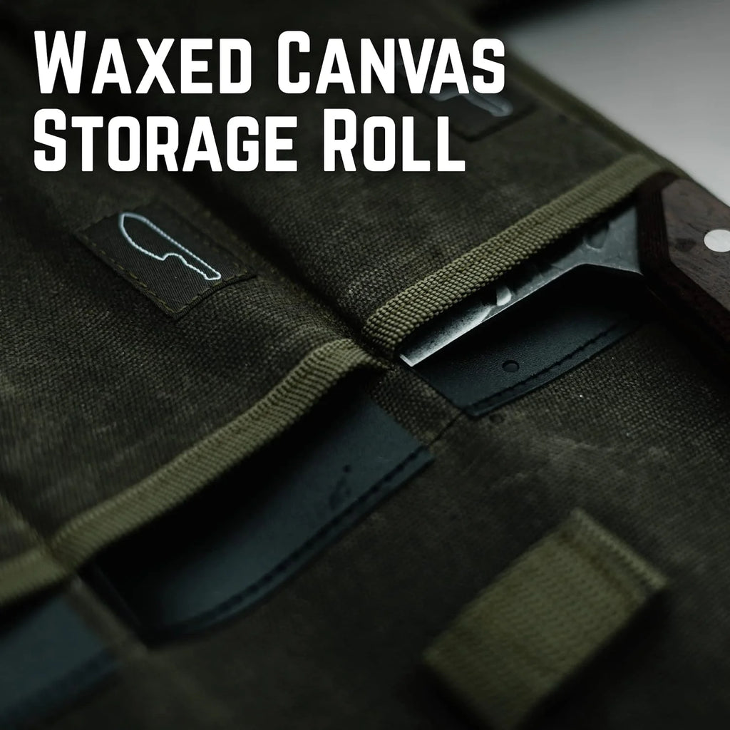 Knife Kit with Chopper Tanto and Carving Knives in Waxed Canvas Roll G39989