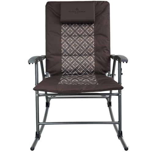 Black XL Oversize Padded Folding Rocking Camping Chair K76718