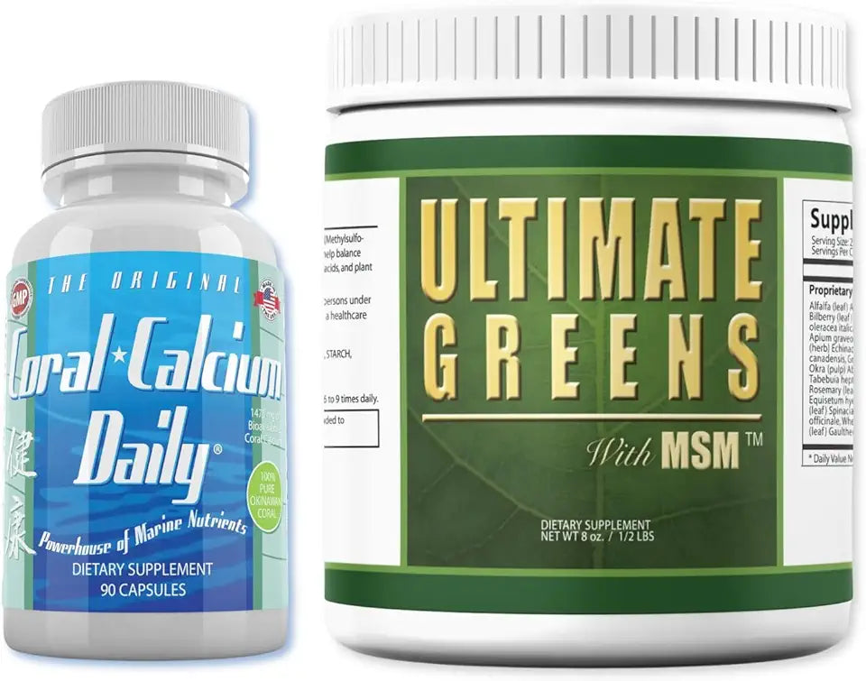 Coral Calcium Daily & Ultimate Daily Greens with MSM Powder M5302