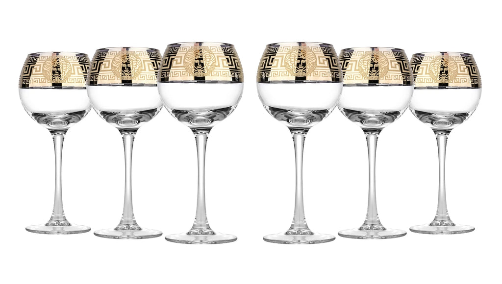 10oz Wine Glasses with Golden Accent, Set of 6 H7841