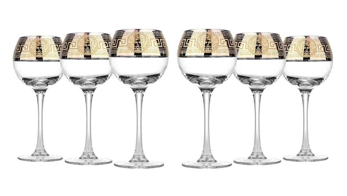 10oz Wine Glasses with Golden Accent, Set of 6 H7841