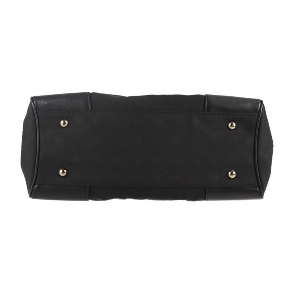Pre-Owned Black Canvas Leather Shoulder Bag K7747