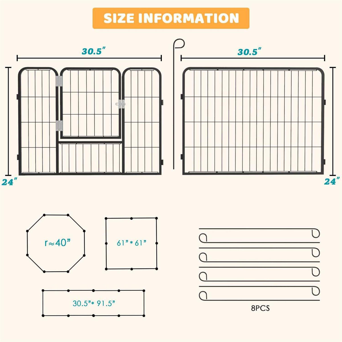 Heavy Duty Metal Dog Playpen 32 Width U261549