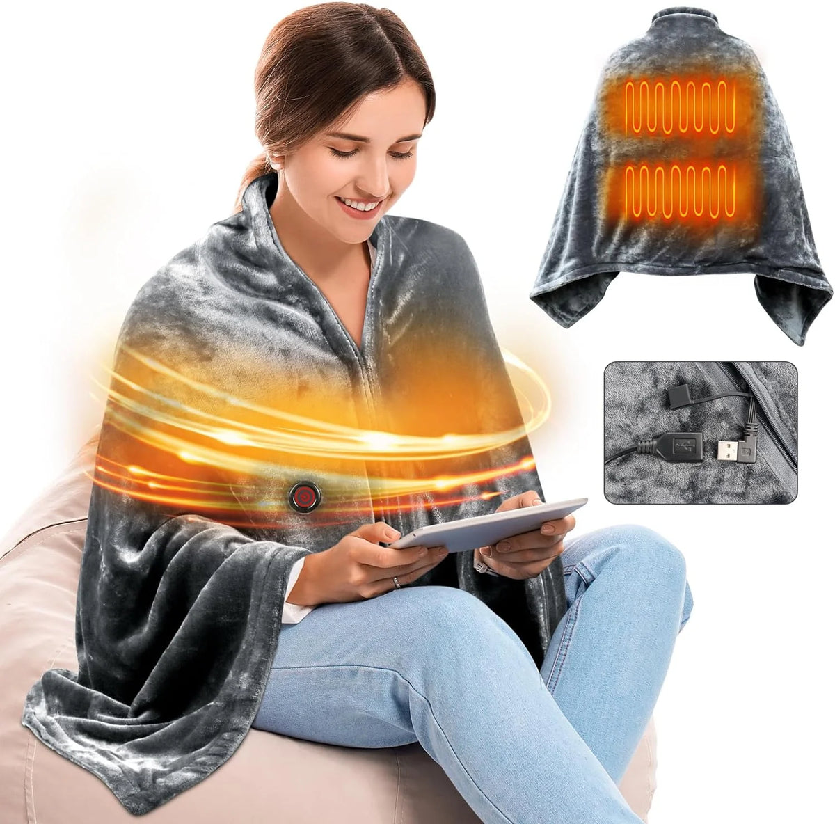 Portable USB Heated Blanket Shawl H15056