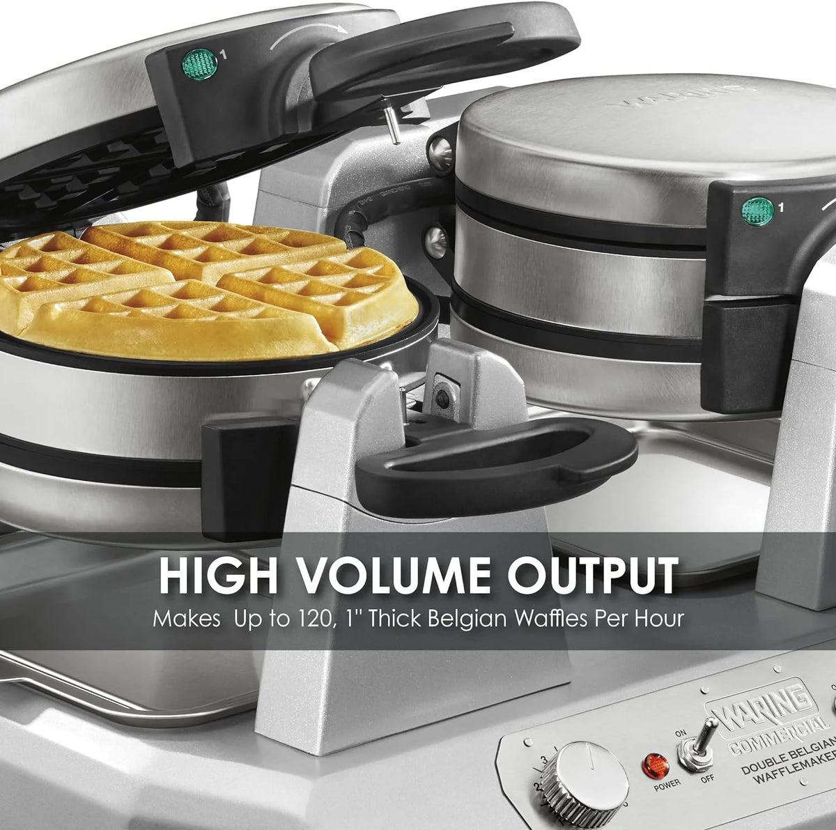Double Side Belgian Waffle Maker, Non Stick Plates, 75 Waffles Per Hour R535498