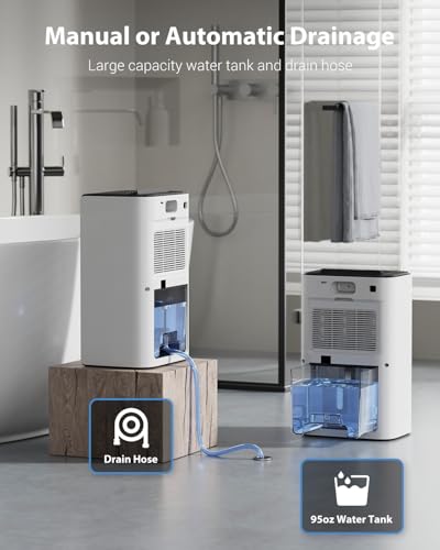 850 sq.ft 95oz Dehumidifier with Drain Hose White H4961