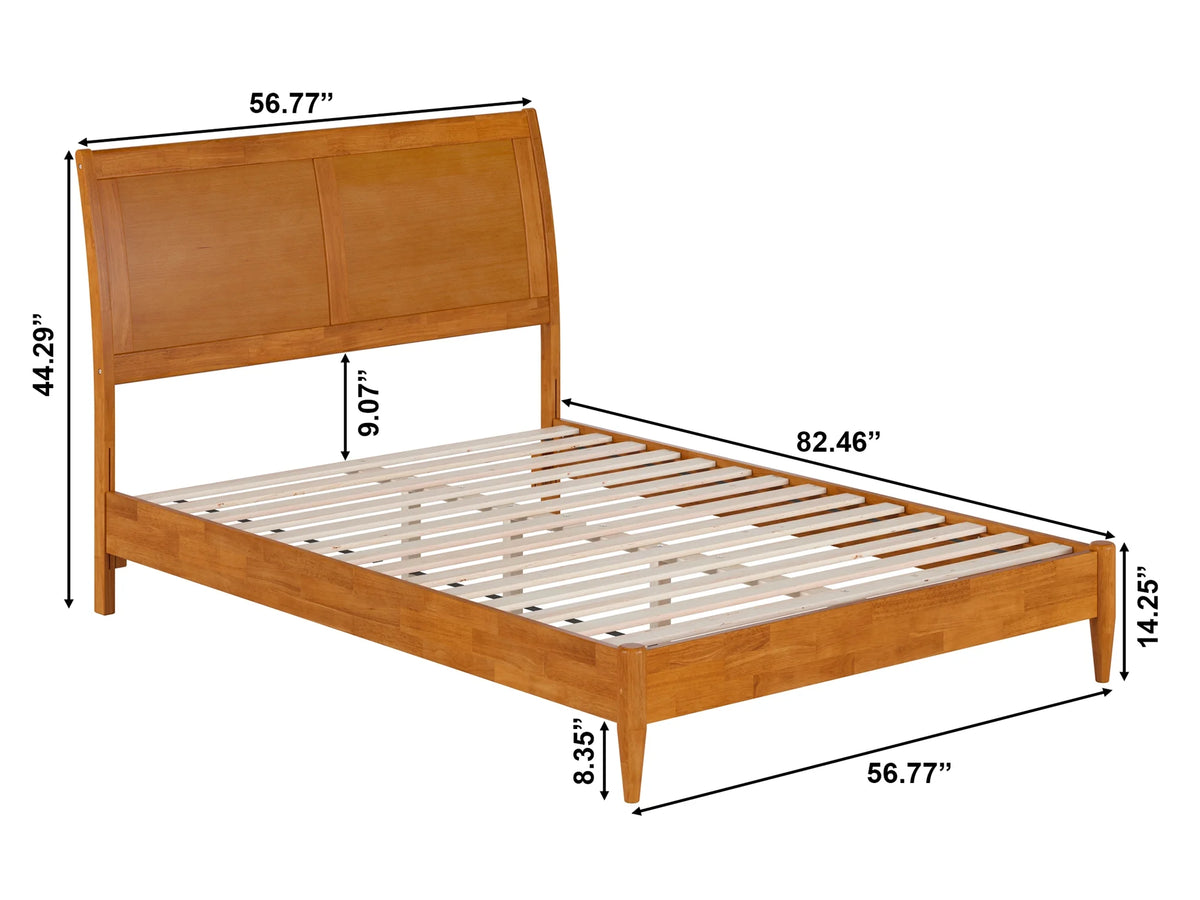 Full Solid Wood Low Profile Sleigh Platform Bed J259655