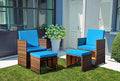 9 Pieces Patio Dining Set Rattan Chairs Glass Table Cushioned Seating W747