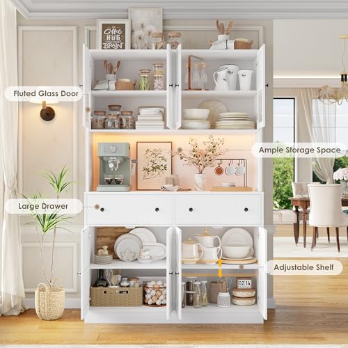 71" Black Kitchen Pantry Cabinet with Charging Station B49423