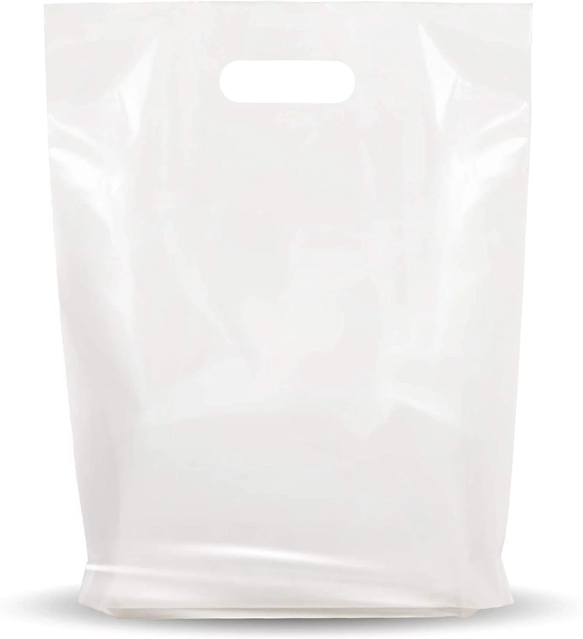 1000 Pack 9" x 12" 1.25 mil White Plastic Retail Bags with Die Cut Handles X9826