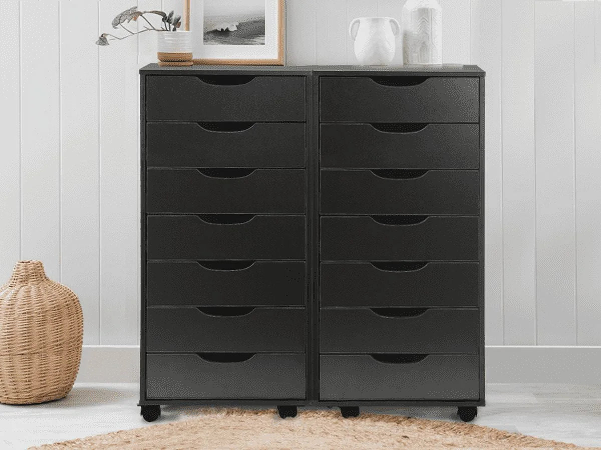 Black 7 Drawer Storage Dresser E371