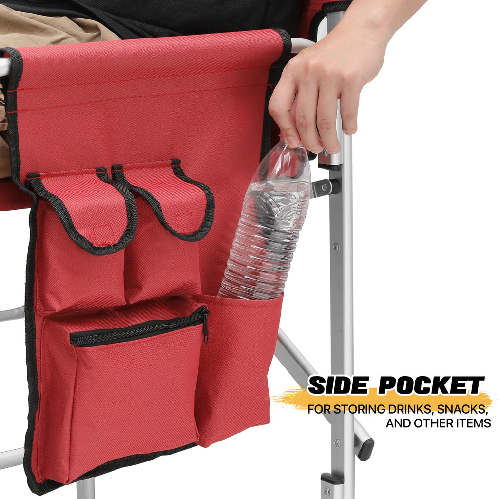 Folding Director Chair with Side Table & Storage Pocket, Red R637544