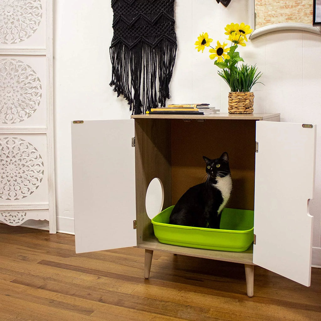 Grey Wood Grain Cat Litter Cabinet P178989