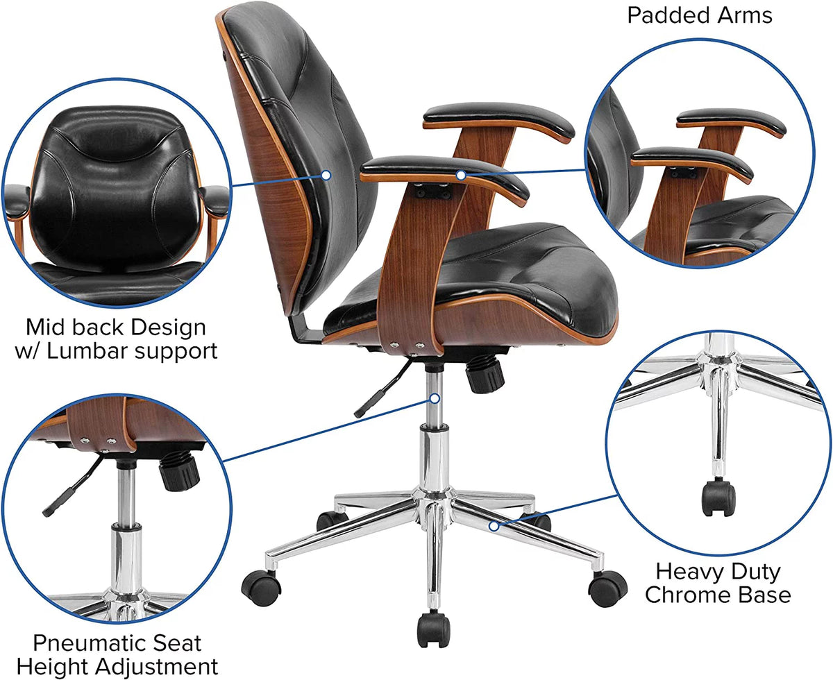 Black Faux Leather Ergonomic Office Chair G262473
