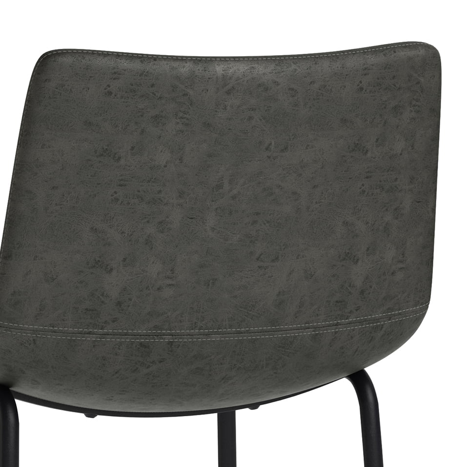 Distressed Charcoal Grey Faux Leather Bar Stool Set of 2 H106