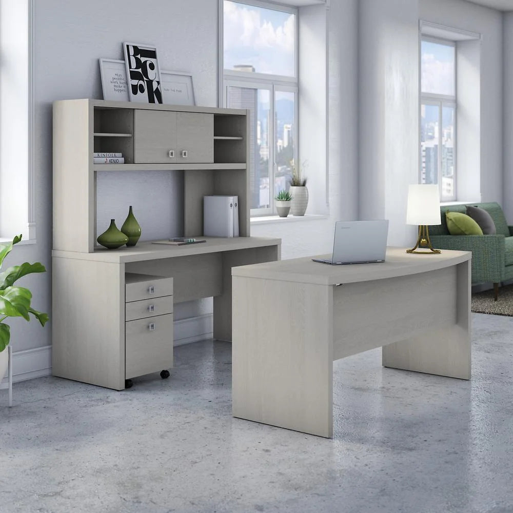 Gray Sand Desk and Credenza with Drawers E311122