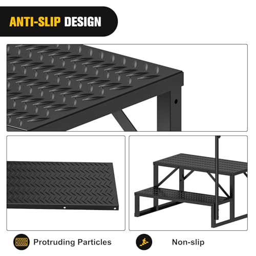 RV Steps with Handrail, 4 Steps Portable Anti-Slip B54565