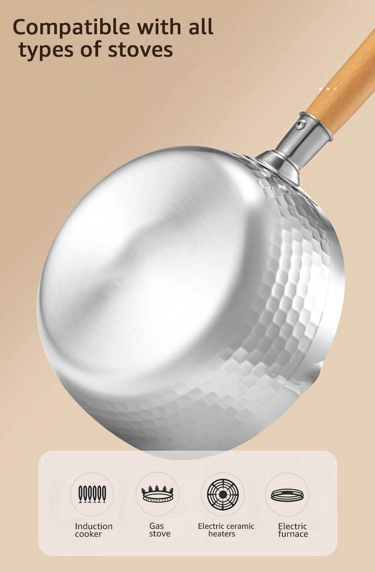 20cm Non-Stick Stainless Steel Saucepan with Lid E788577