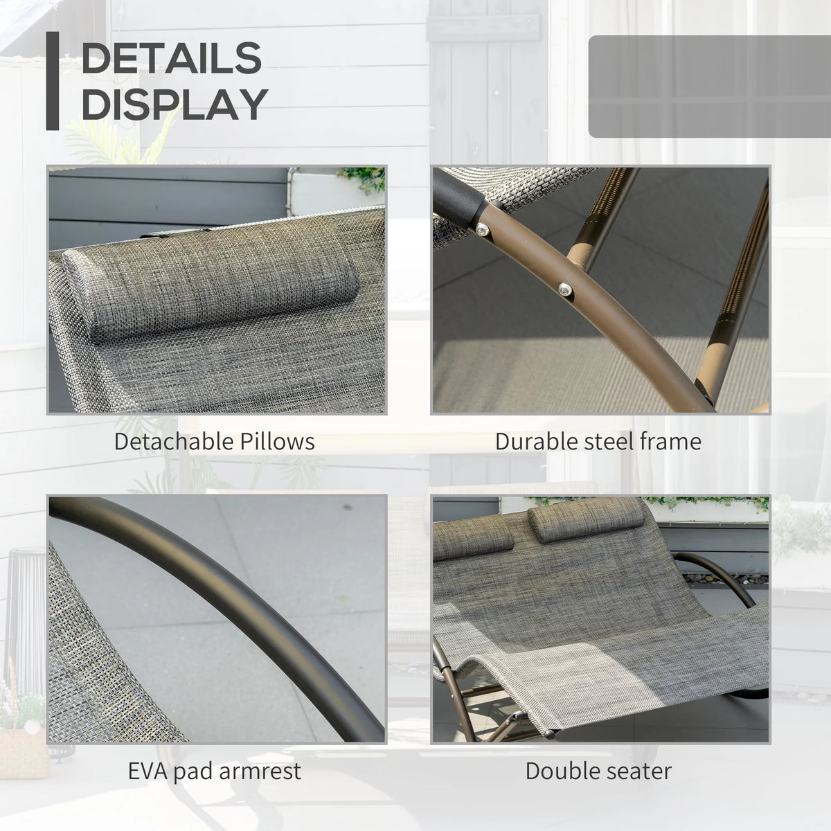 Gray Outdoor Rocking Bed with Canopy D66420