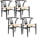 Set of 4 Black Weave Arm Chairs with Metal Frame P371