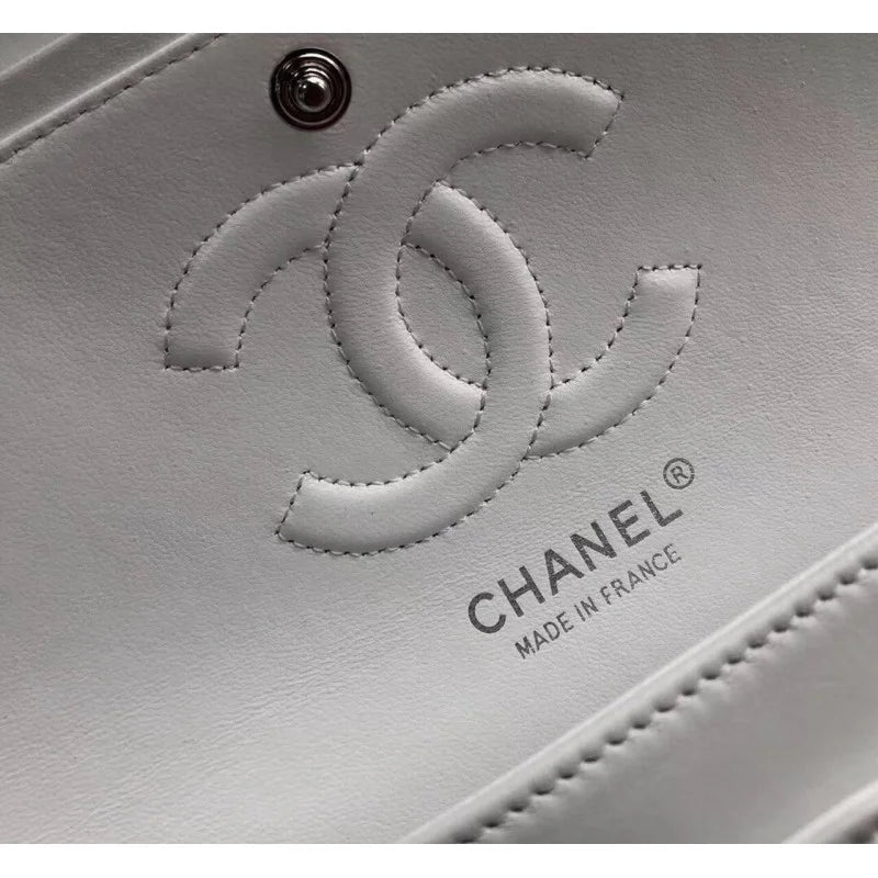 White Medium Size Lambskin Leather Flap Bag Z63216
