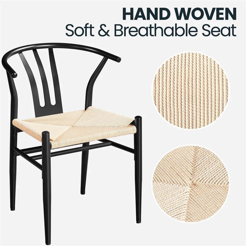 Set of 4 Black Weave Dining Chairs Metal Frame C13615