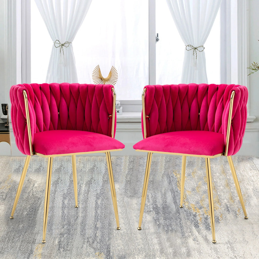 Red Velvet Tufted Dining Chair Set of 2 E1629