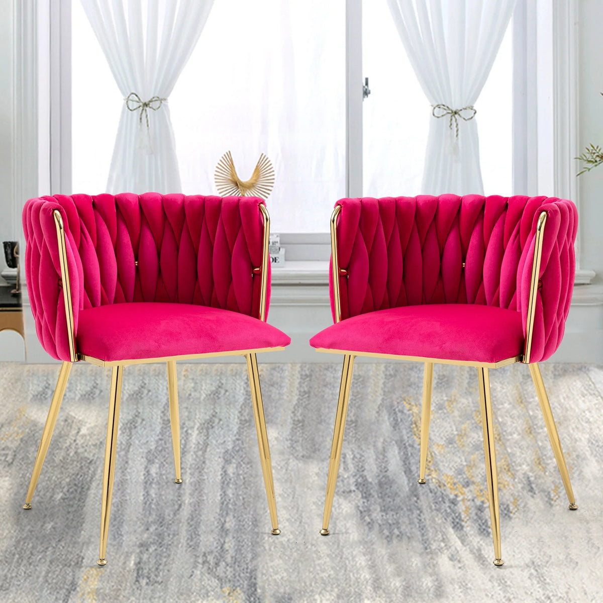 Red Velvet Tufted Dining Chair Set of 2 E1629
